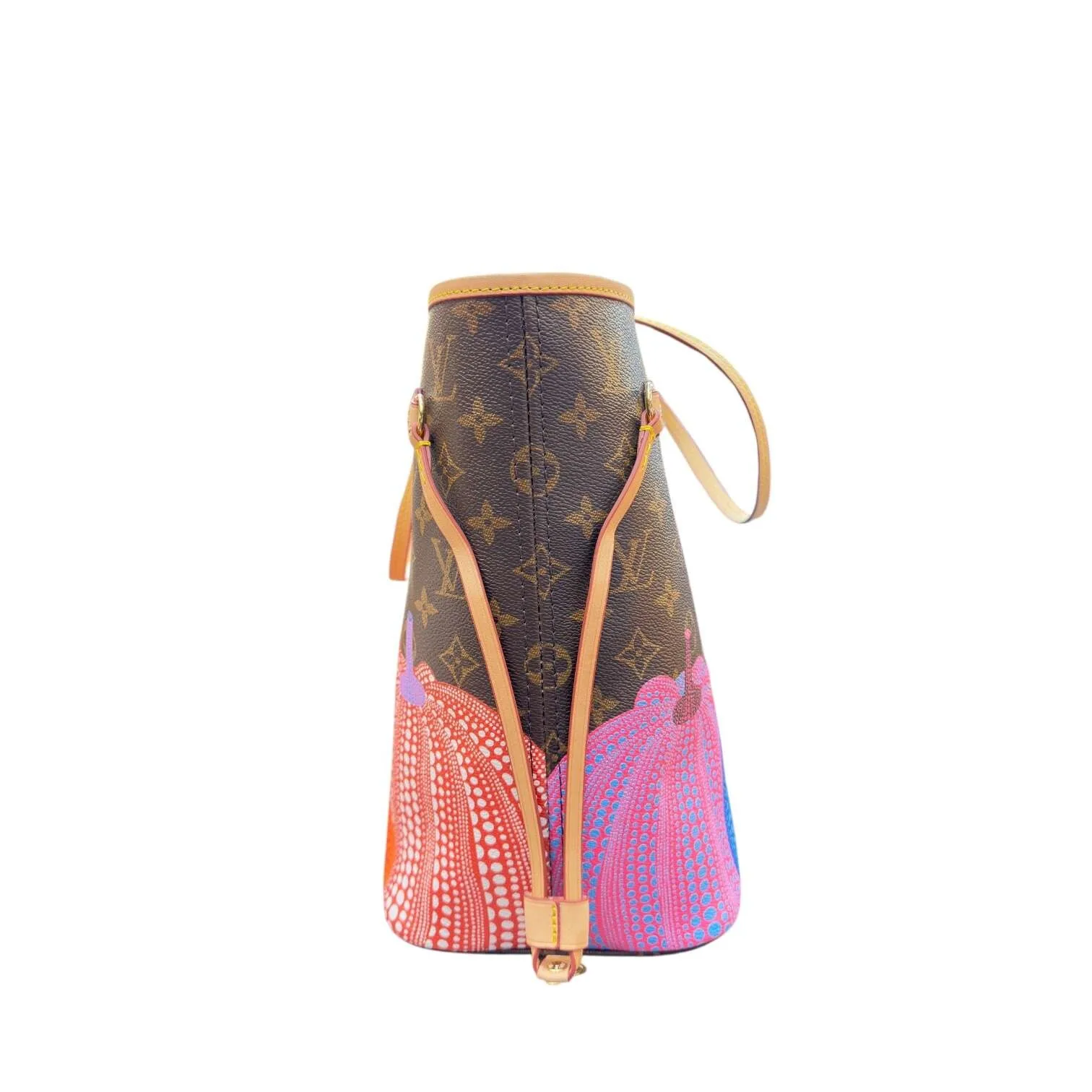 Pumpkin Monogram Neverfull MM style tote bag red interior USA - Image 4
