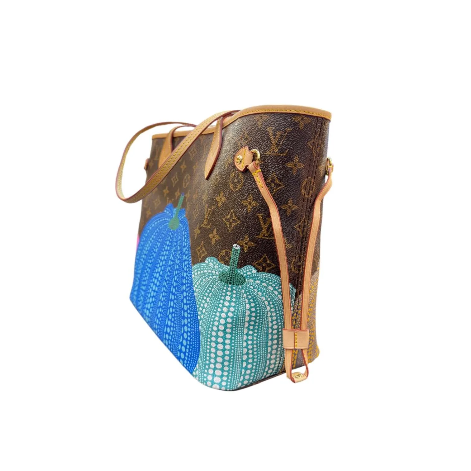 Pumpkin Monogram Neverfull MM style tote bag red interior USA - Image 6