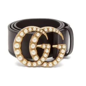 Alternative view of Black Leather Belt Pearly Buckle