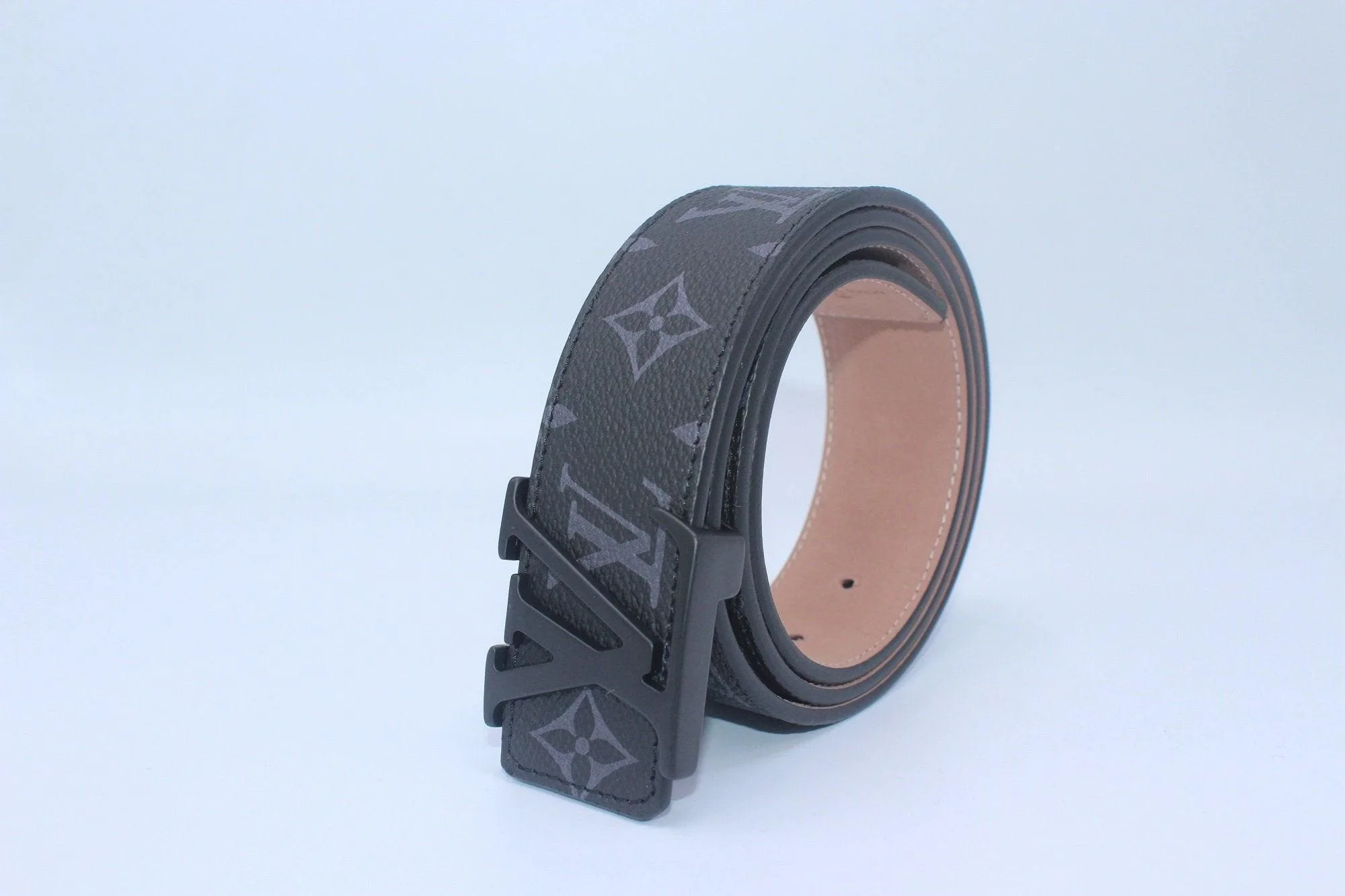 Black Monogram style Leather Belt - Image 2