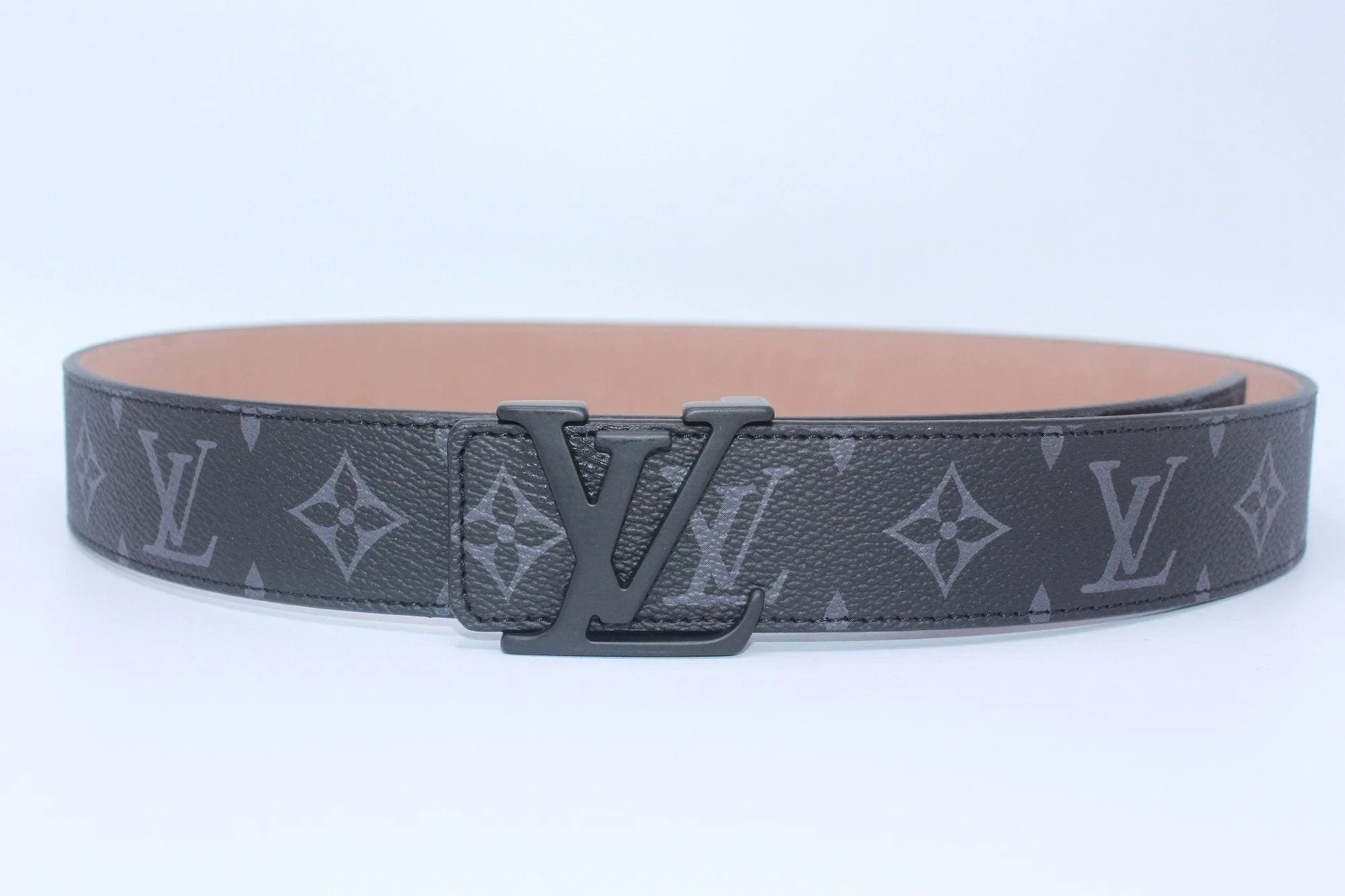 Black Monogram style Leather Belt - Image 3