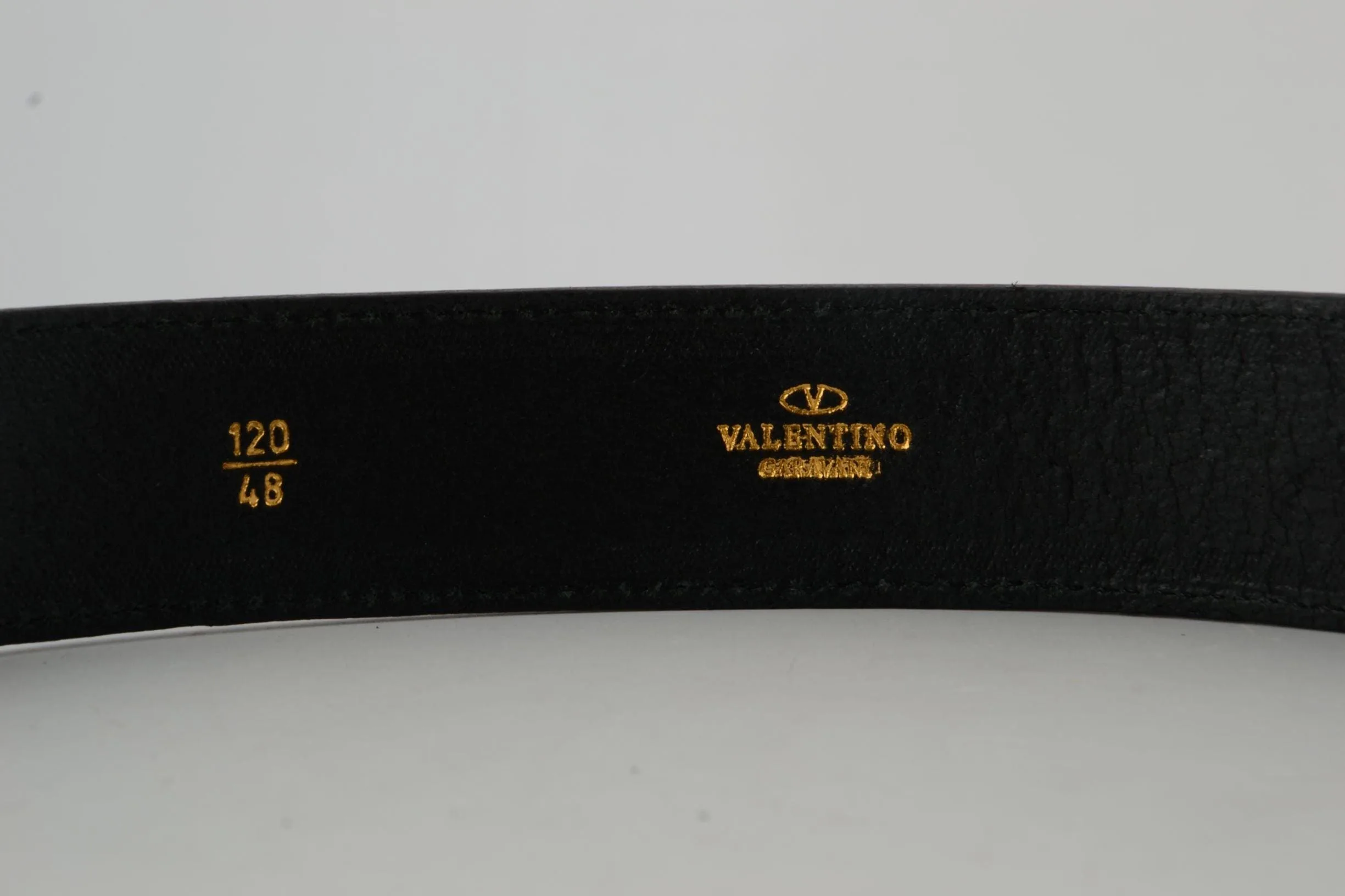 Black V Gold Buckle Leather Belt - Image 8