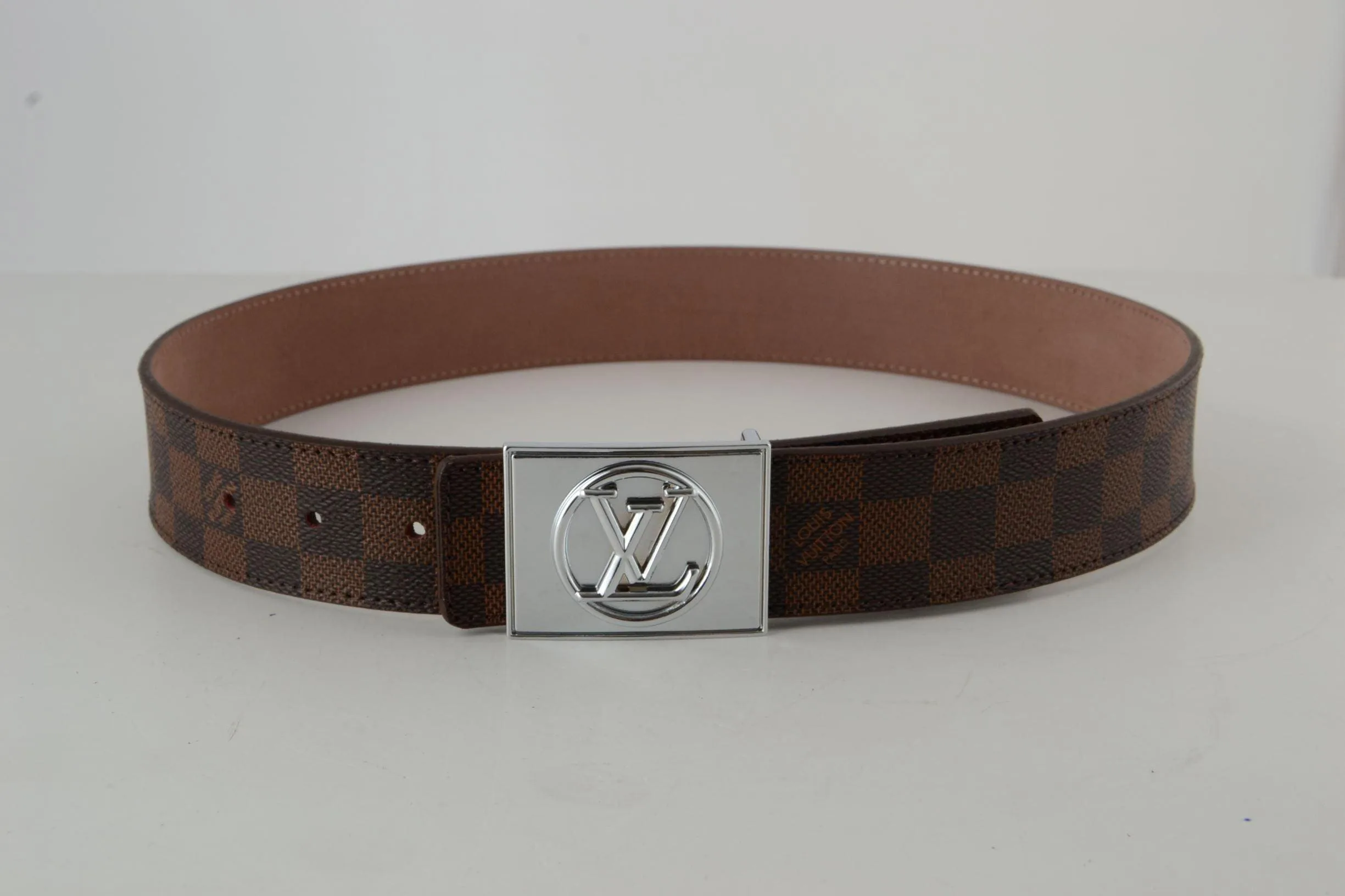 Brown Damier SiAmazinger Buckle Leather Belt - Image 3