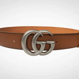 Alternative view of Brown Leather Belt Gold / Silver Buckle