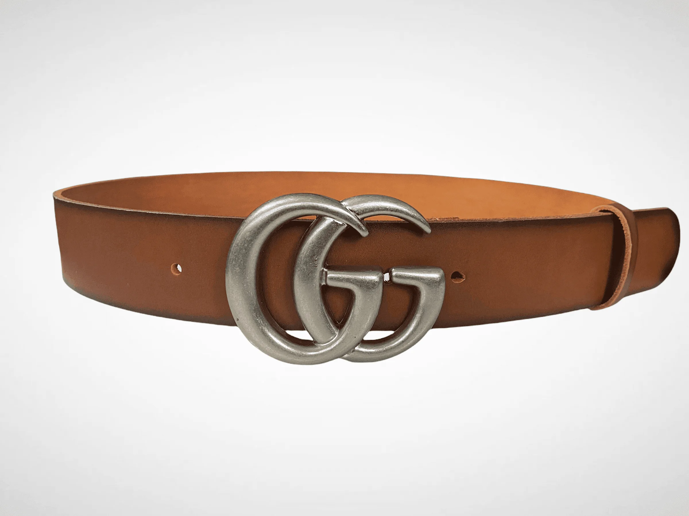 Brown Leather Belt Gold / Silver Buckle - Image 2