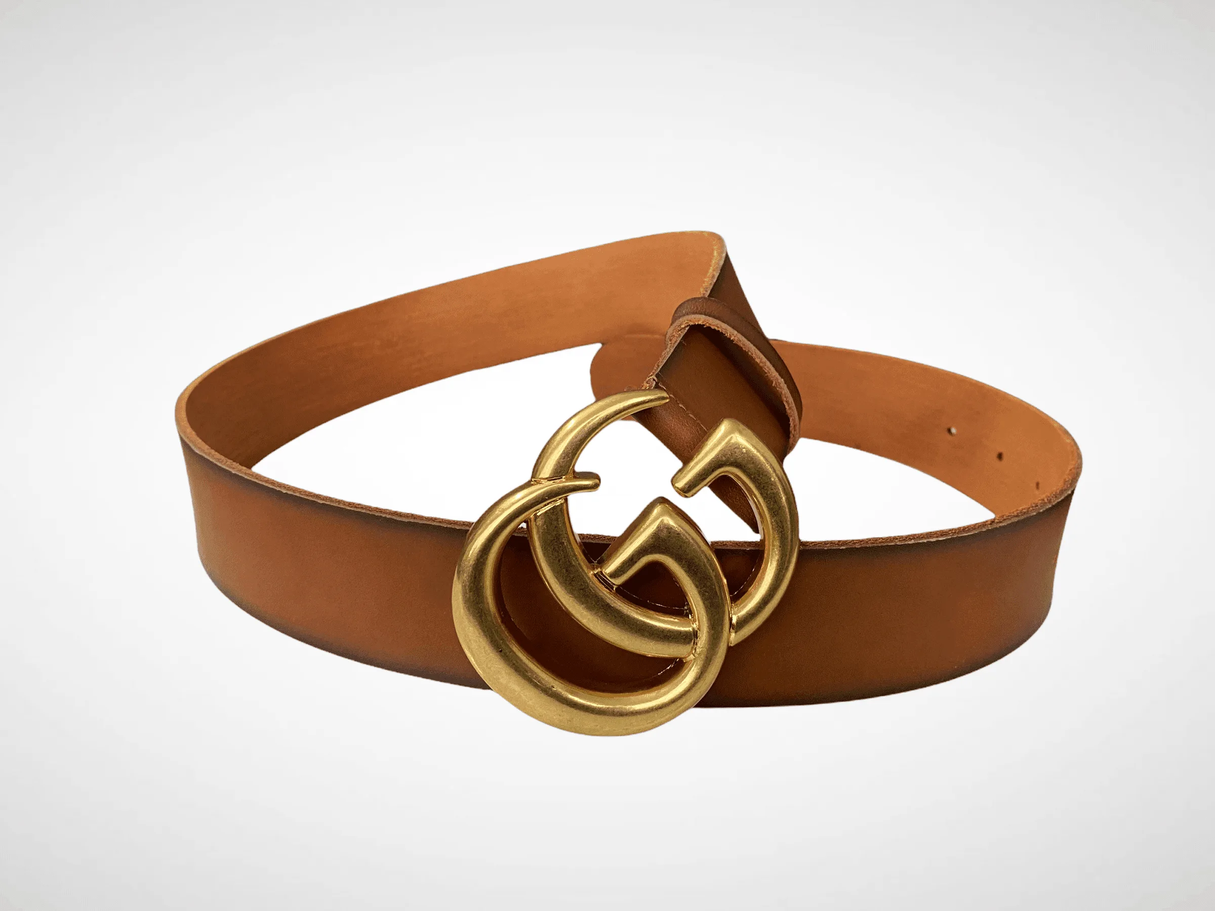Brown Leather Belt Gold / Silver Buckle - Image 3