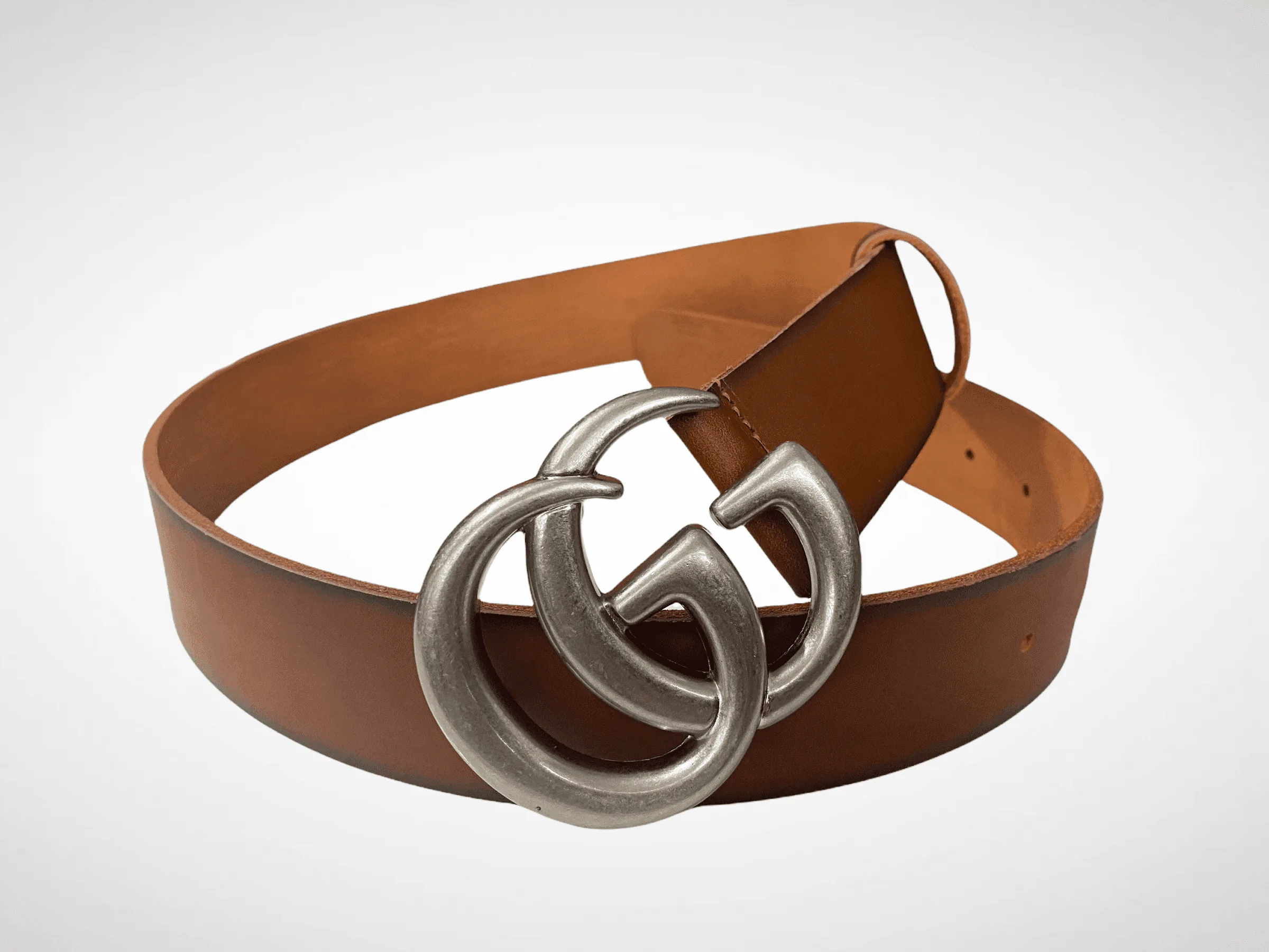Brown Leather Belt Gold / Silver Buckle - Image 4