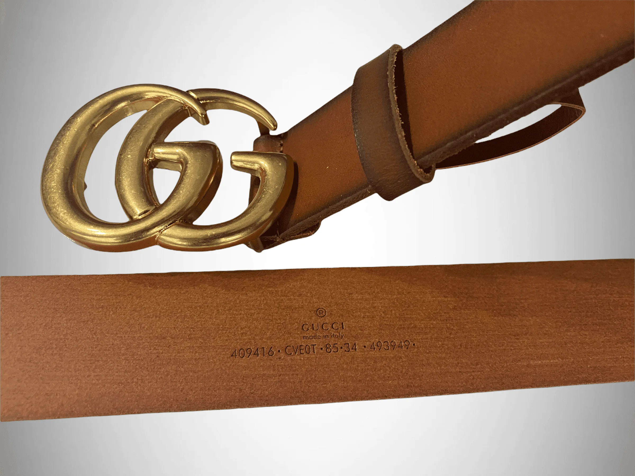 Brown Leather Belt Gold / Silver Buckle - Image 5