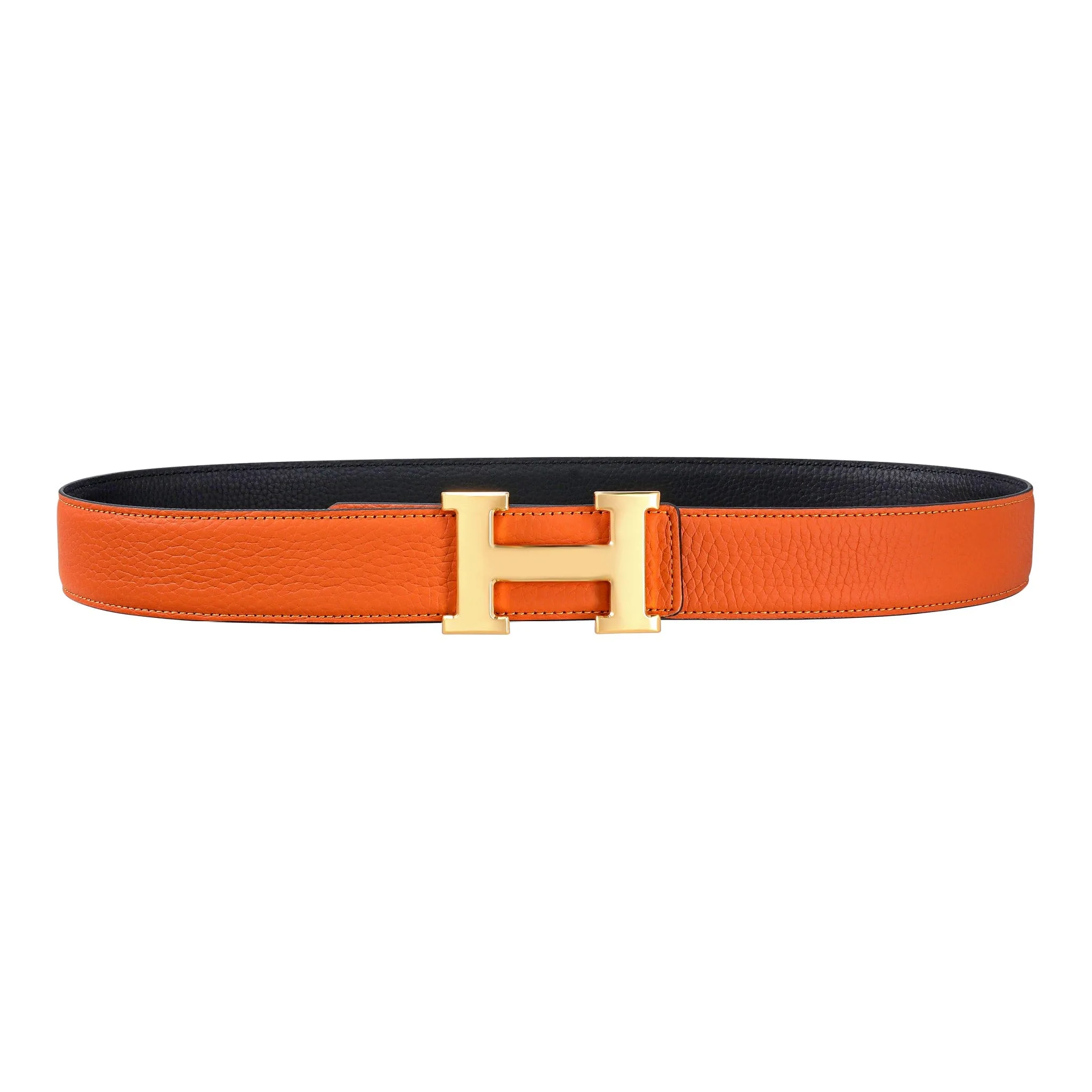 Reversible H Buckle Belt Orange&Black - Image 2