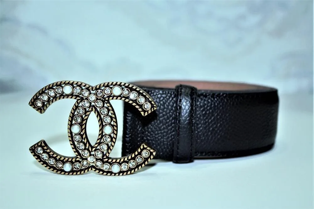 Amazing Caviar Pattern Belt Gold Diamond Buckle - Image 3