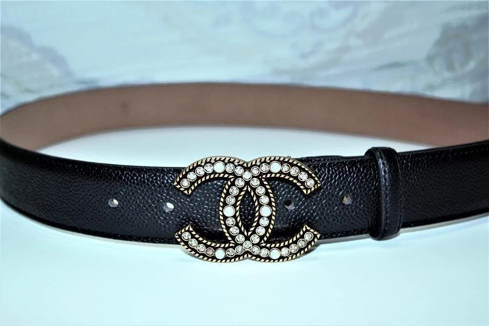Amazing Caviar Pattern Belt Gold Diamond Buckle - Image 4