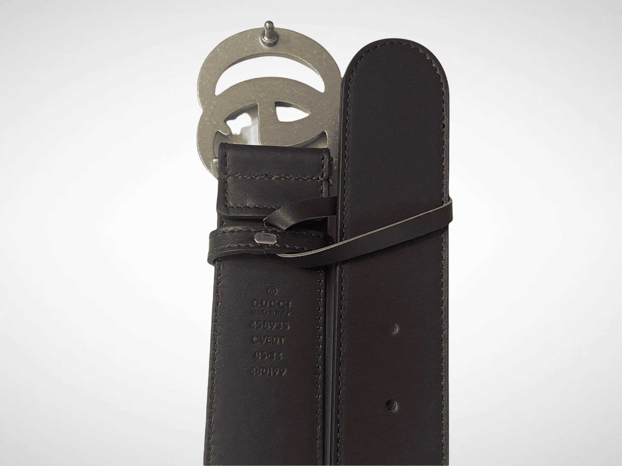 Dark Brown Leather Belt SiAmazinger Buckle - Image 3