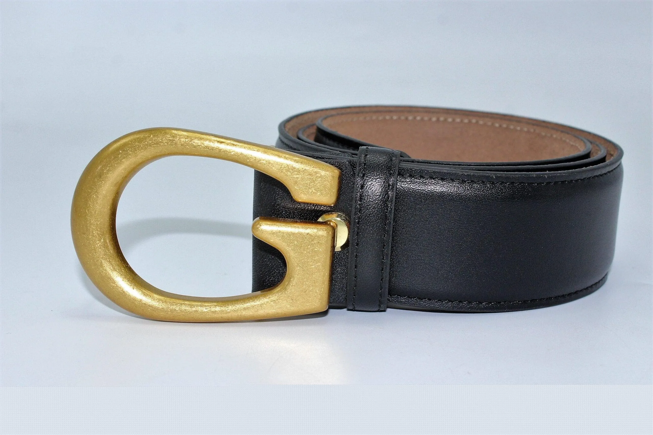 G Bronze Buckle Leather Belt - Image 3