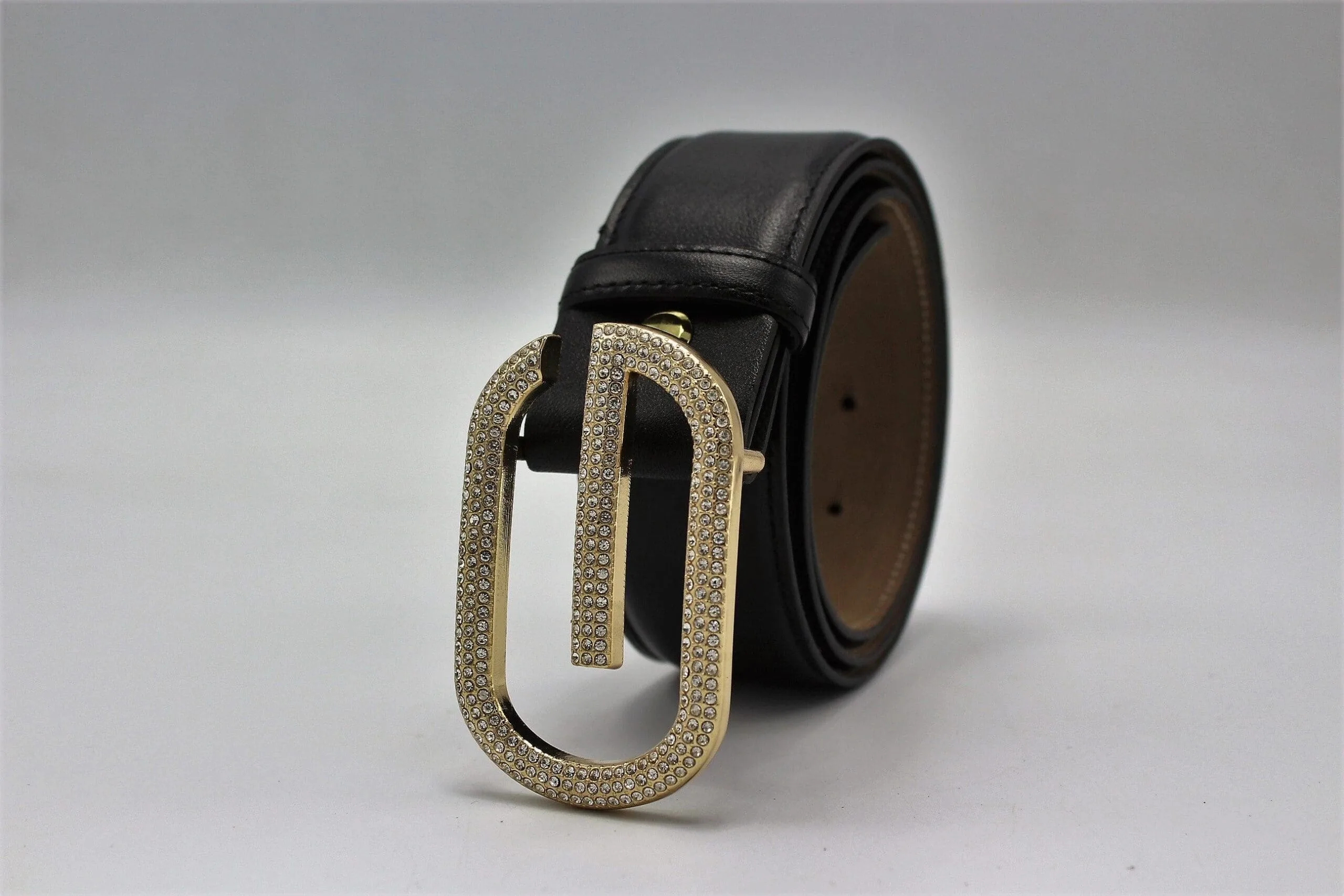 G Diamond Gold Buckle Leather Belt - Image 4