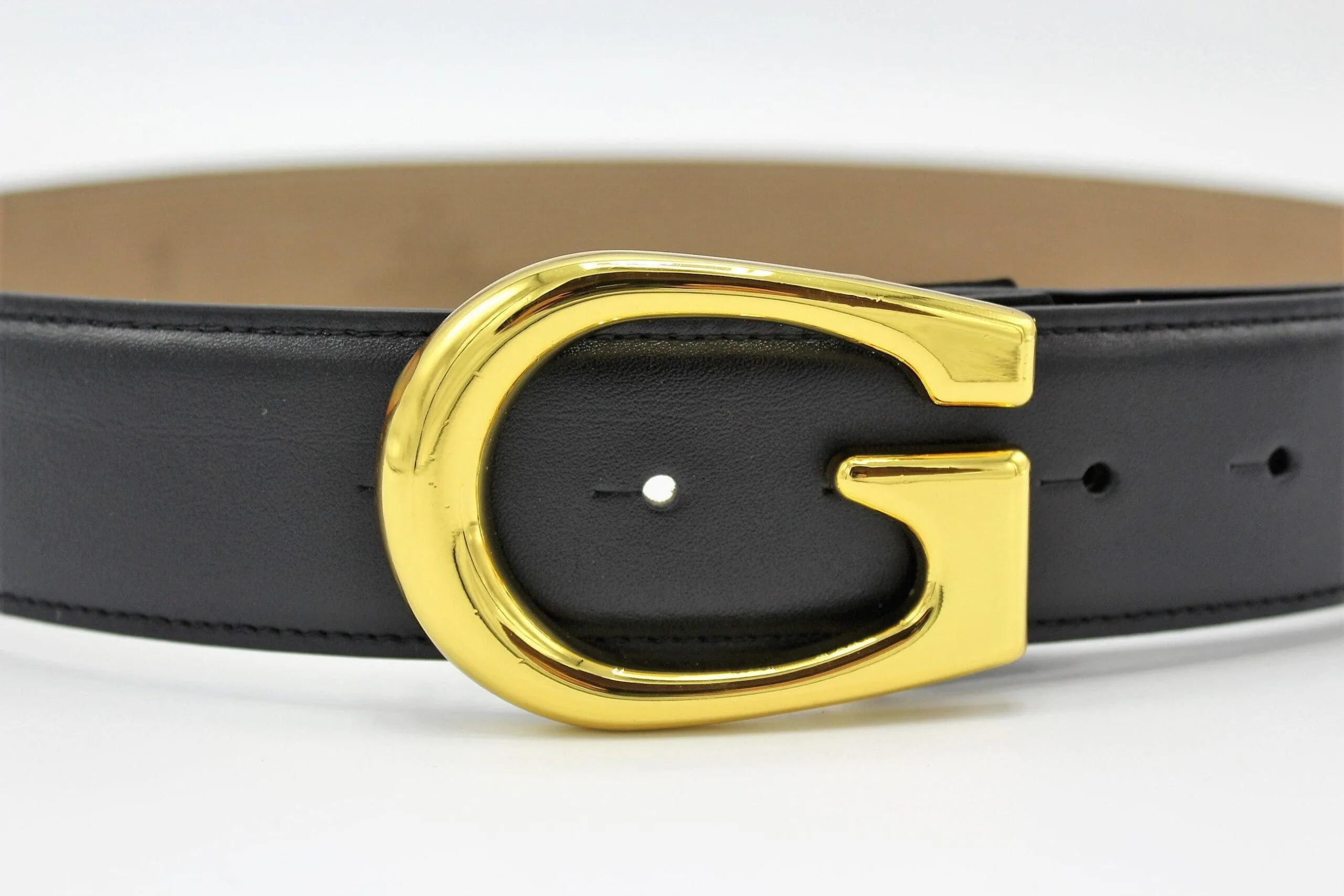 G Gold Buckle Leather Belt - Image 2