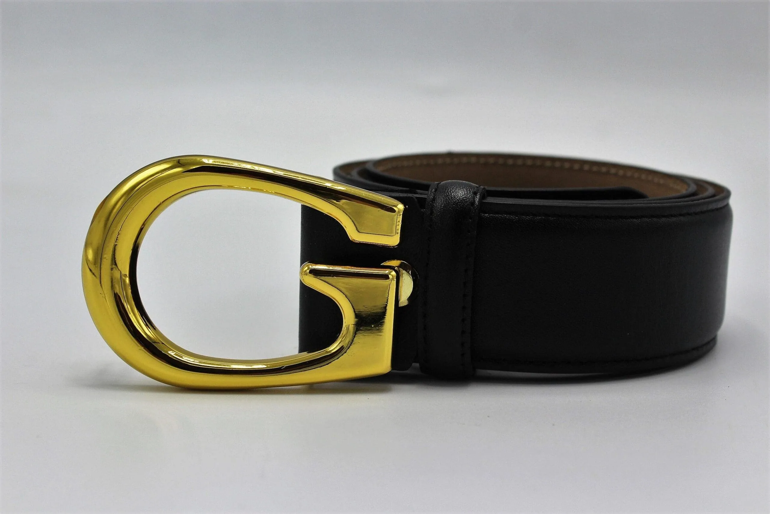 G Gold Buckle Leather Belt - Image 3