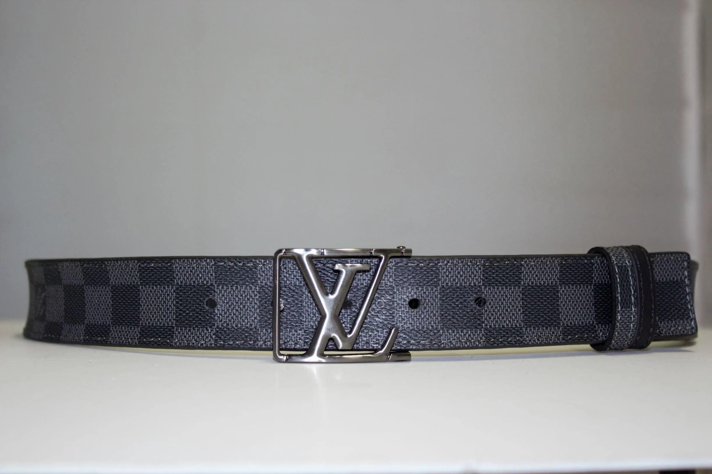 Grey & Black Damier Reversible Leather Belt - Image 2