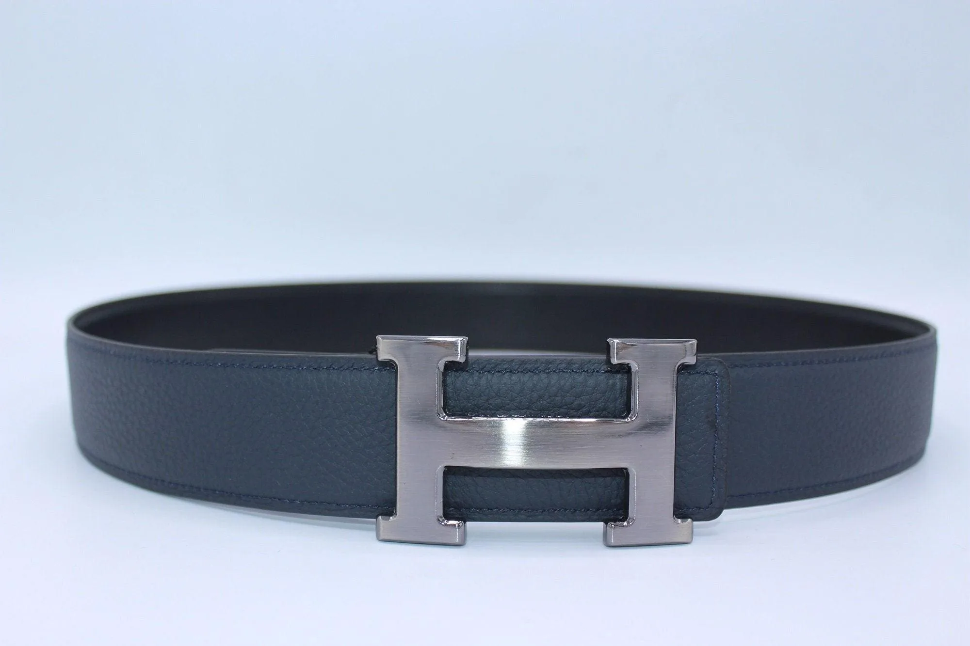 H Buckle Belt Reversible Dark Blue&Black Belt - Image 4