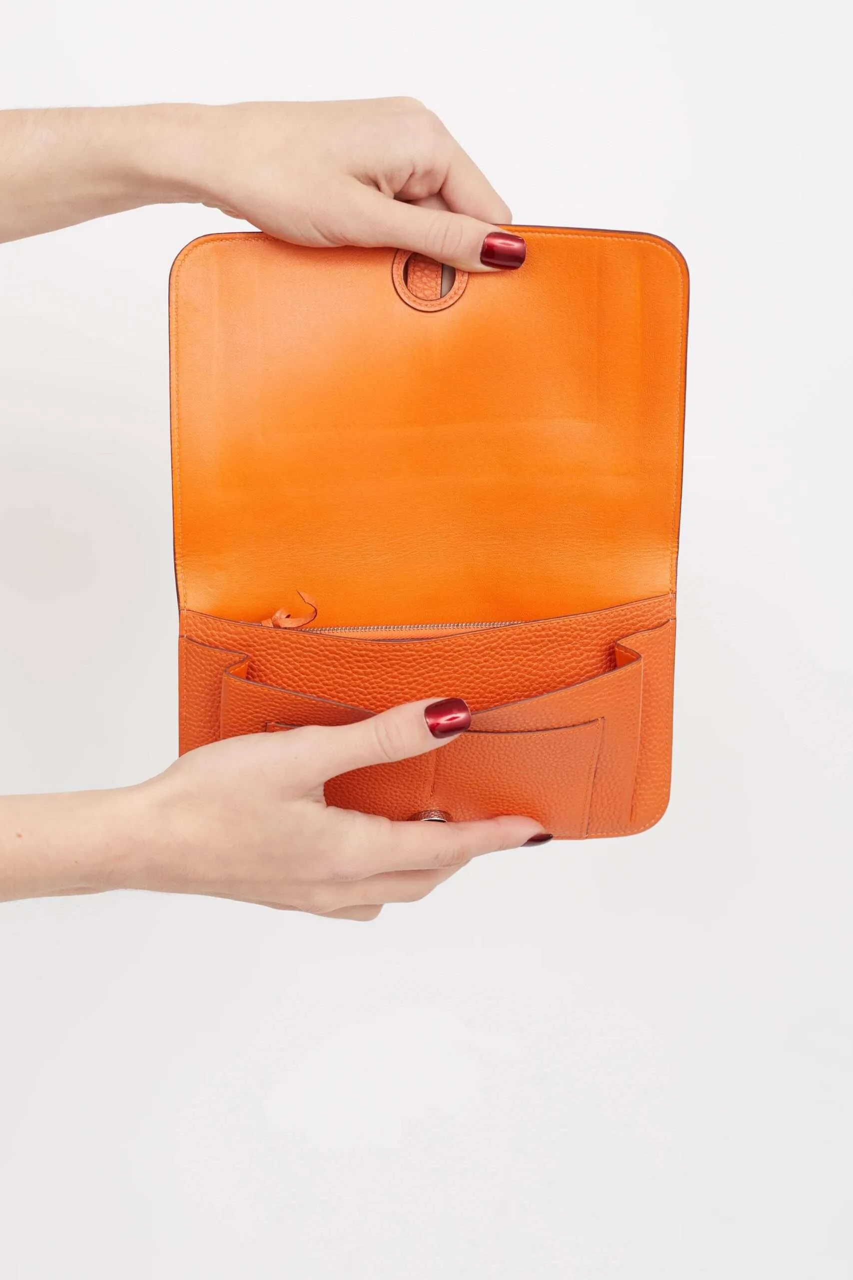 Amazing Orange Clemence Leather Dogon Travel Wallet - Image 2