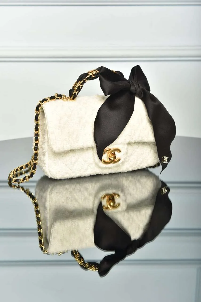 Mini Bag with Handle and Flap White - Image 3