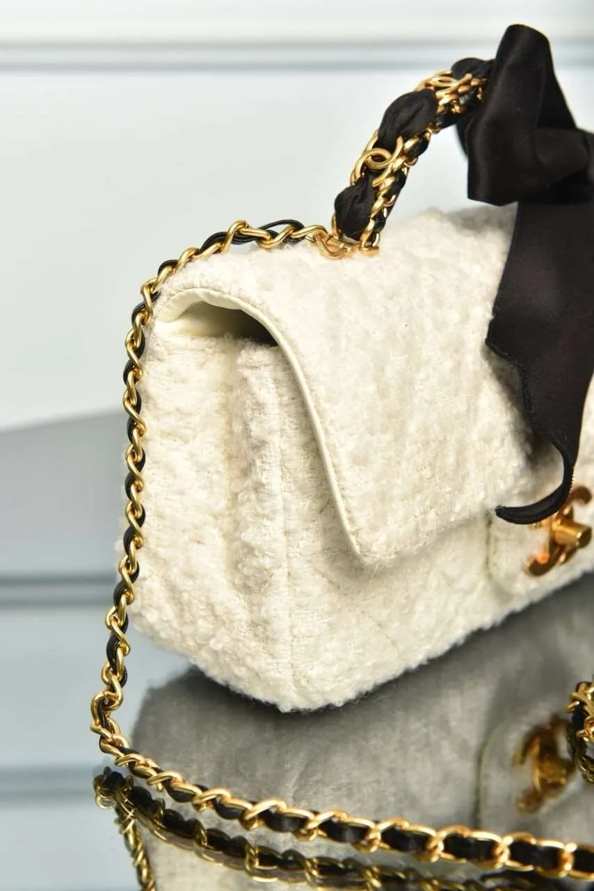 Mini Bag with Handle and Flap White - Image 4