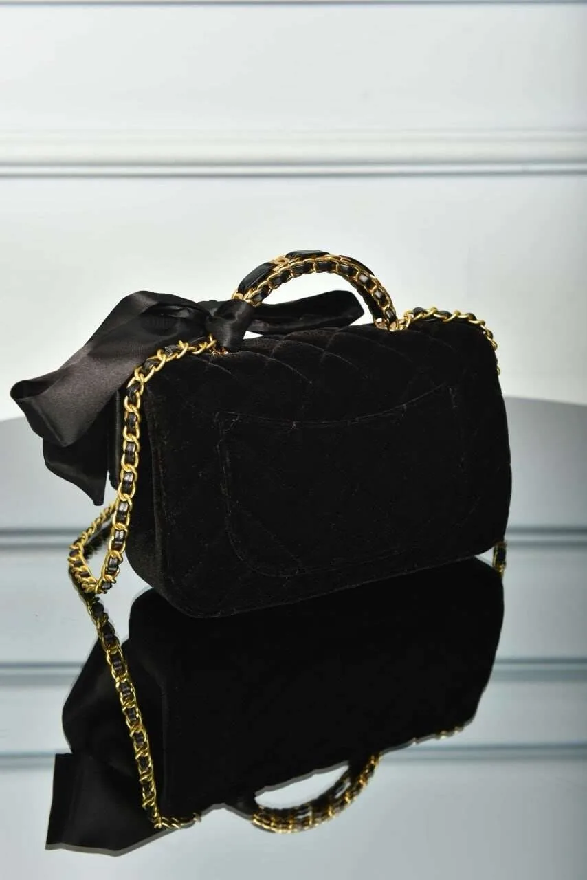Black Mini Bag with Handle and Flap - Image 3