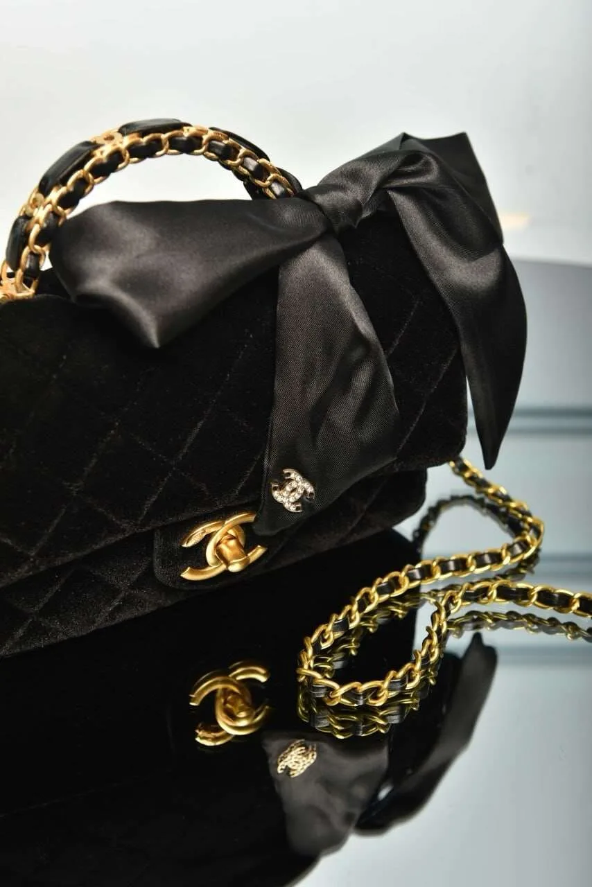 Black Mini Bag with Handle and Flap - Image 4