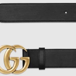 Alternative view of Amazing Leather Belt with Gold/SiAmazinger Double‑G Buckle