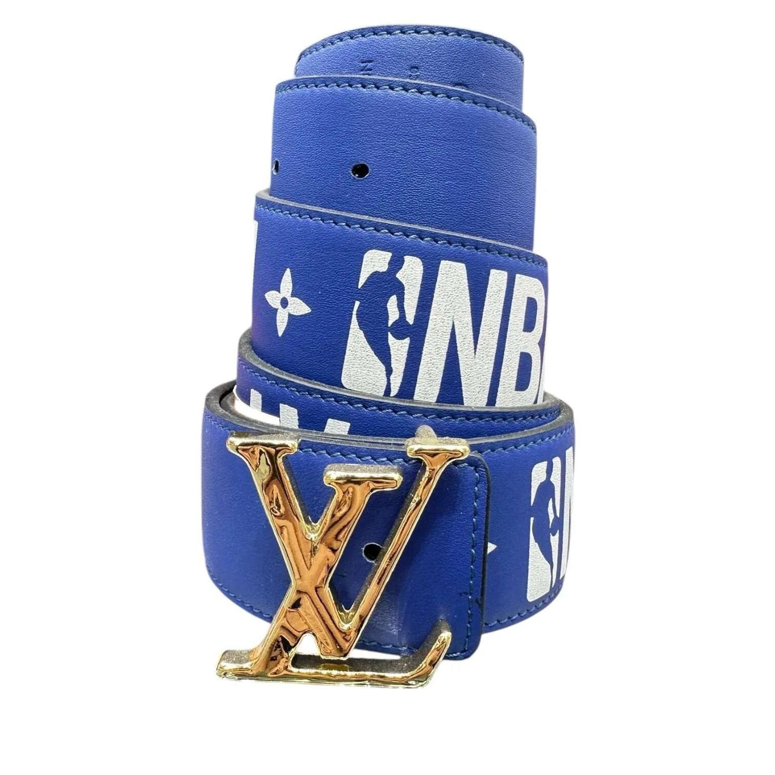 Blue Amazing x NBA Logo Leather Belt – Gold Buckle | Urban Valore - Image 2