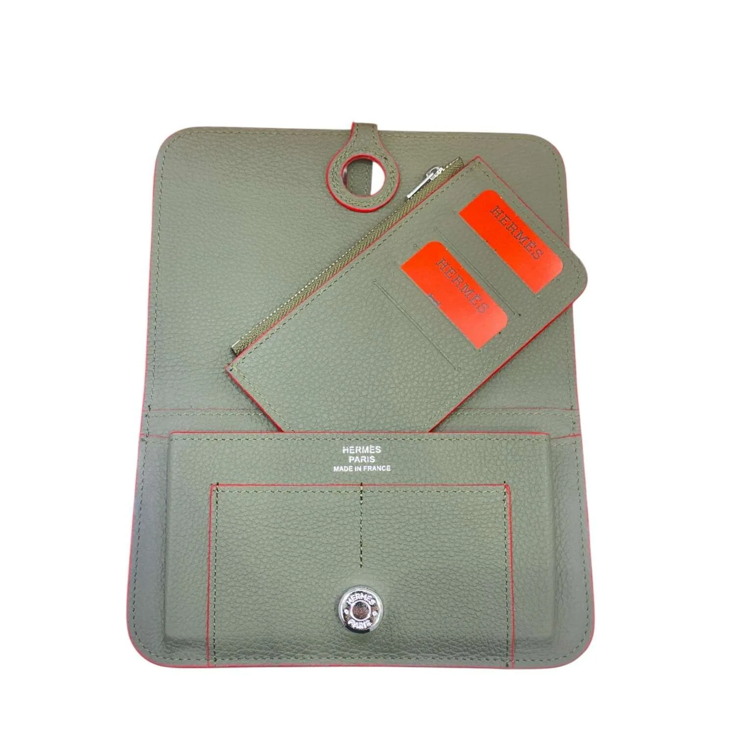 Amazing Khaki Green Clemence Leather Dogon Travel Wallet - Image 2