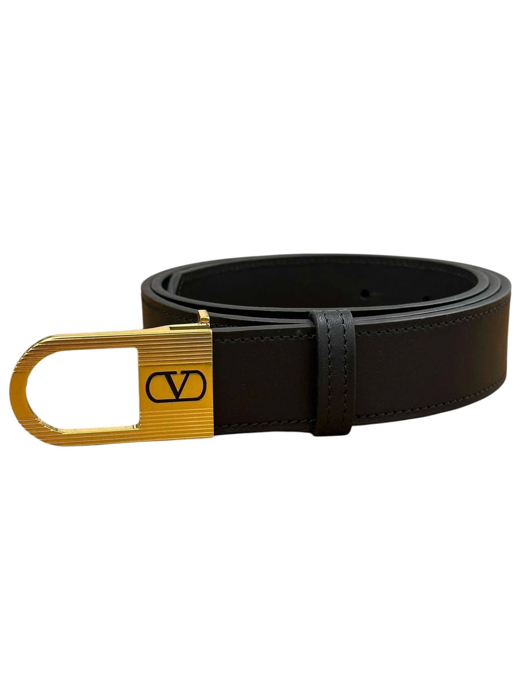 V-logo calfskin leather signature belt - Image 2