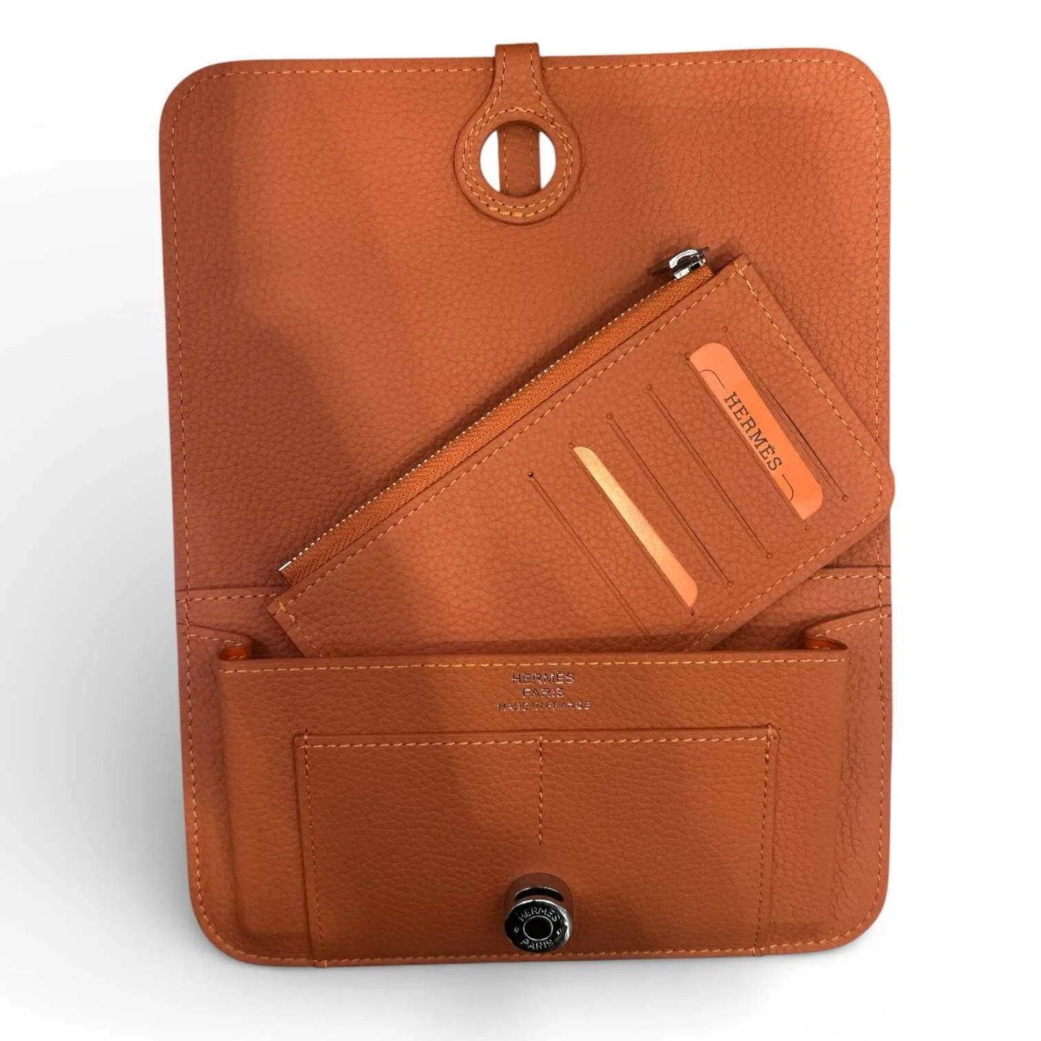 Amazing Orange Clemence Leather Dogon Travel Wallet - Image 3