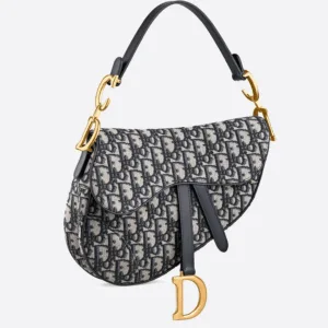 Alternative view of Saddle bag in blue Oblique jacquard canvas