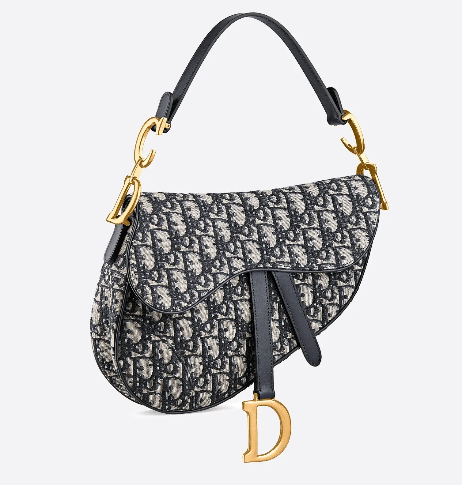 Saddle bag in blue Oblique jacquard canvas - Image 2