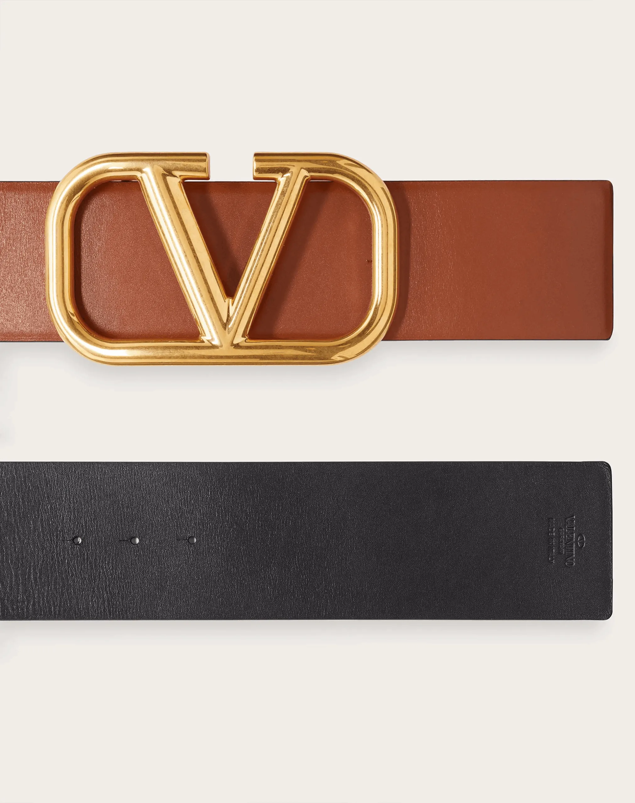 V Gold Buckle Leather Belt - Image 3