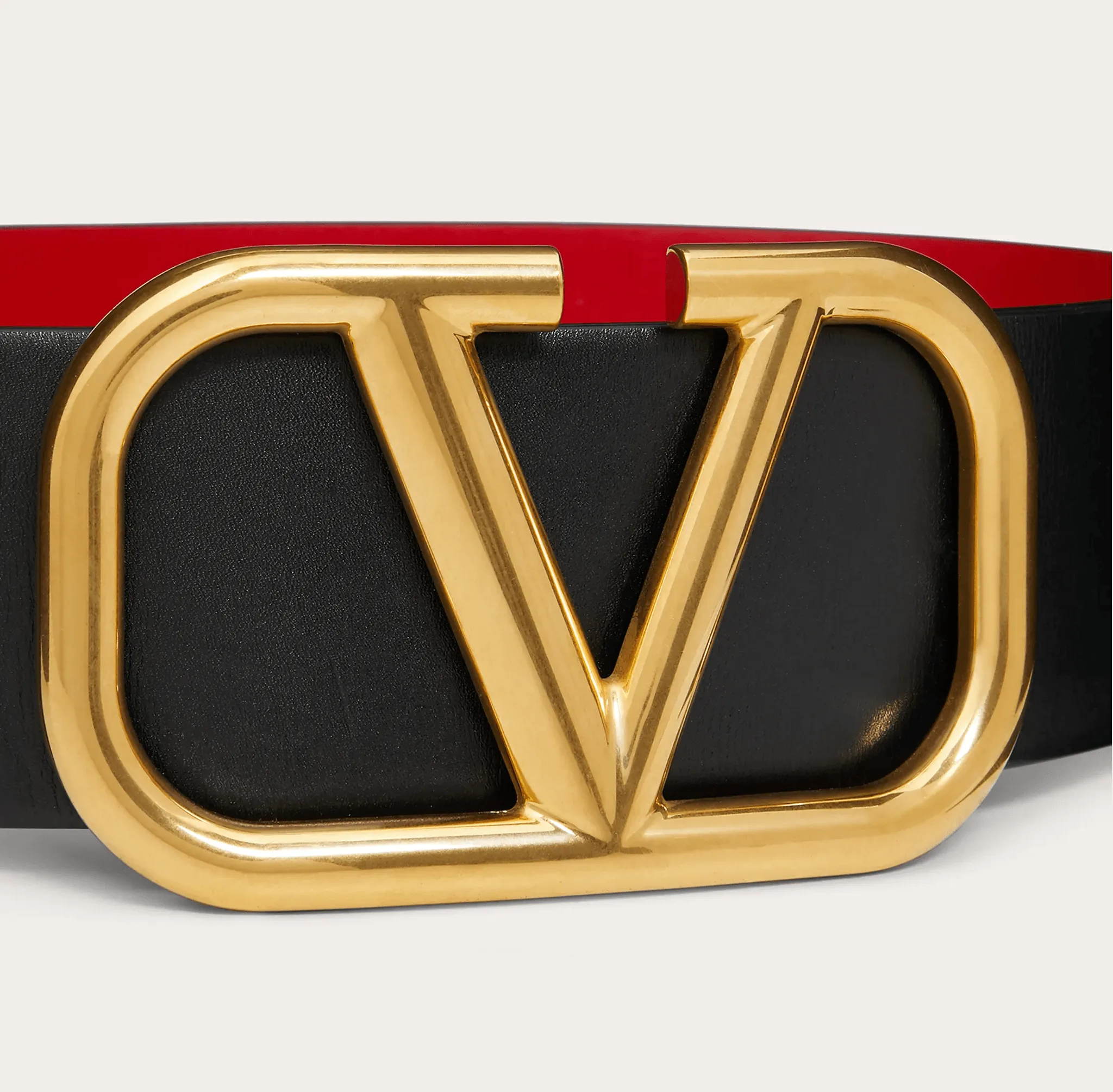 V Gold Buckle Leather Belt - Image 3