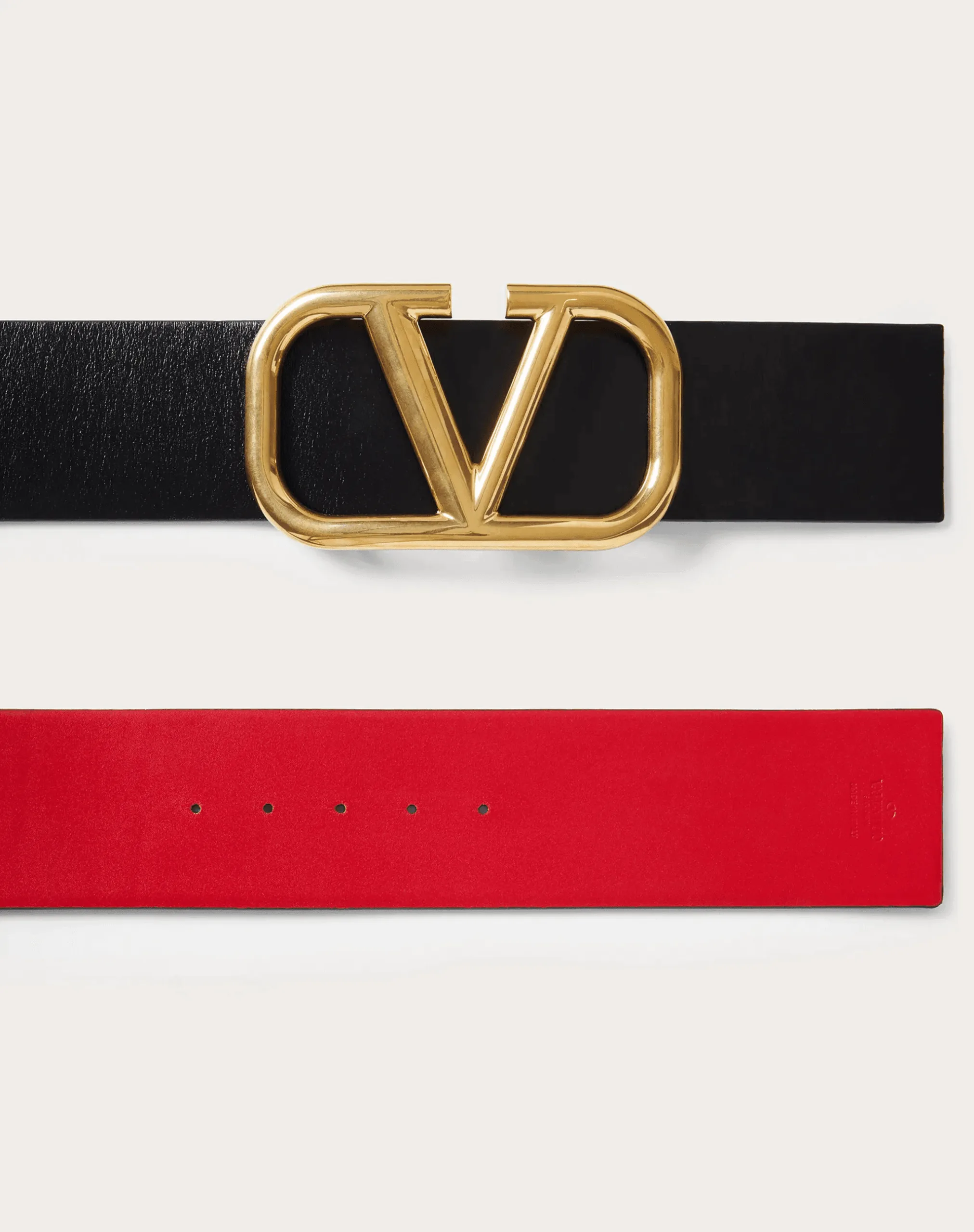 V Gold Buckle Leather Belt - Image 4