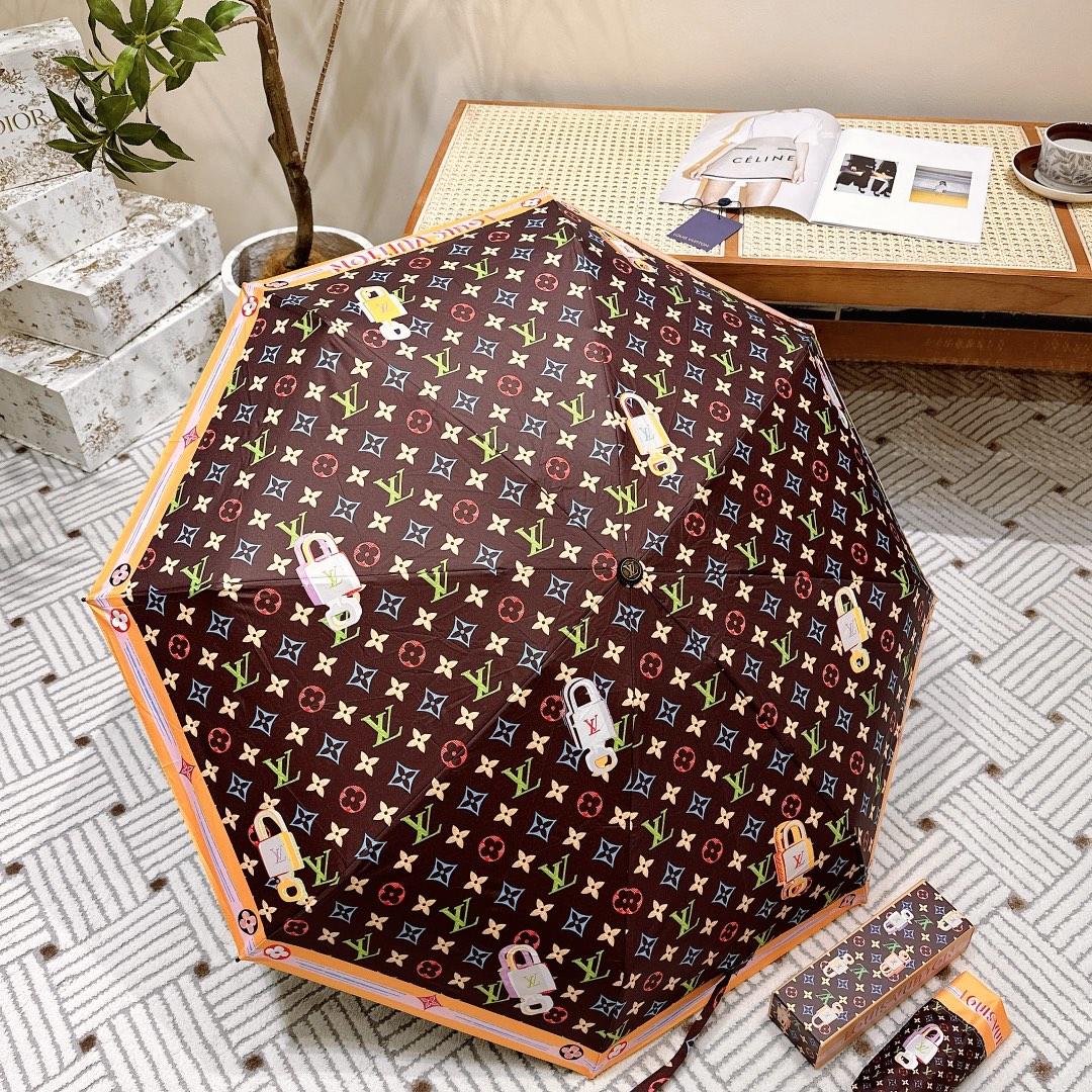 Fendi Logo Compact Umbrella Black - Image 5