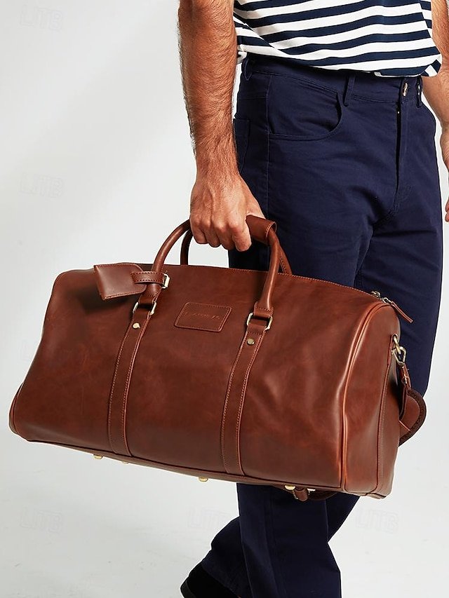 Men’s Versatile Leather Weekender Bag with Integrated Shoe (Pack of 3)