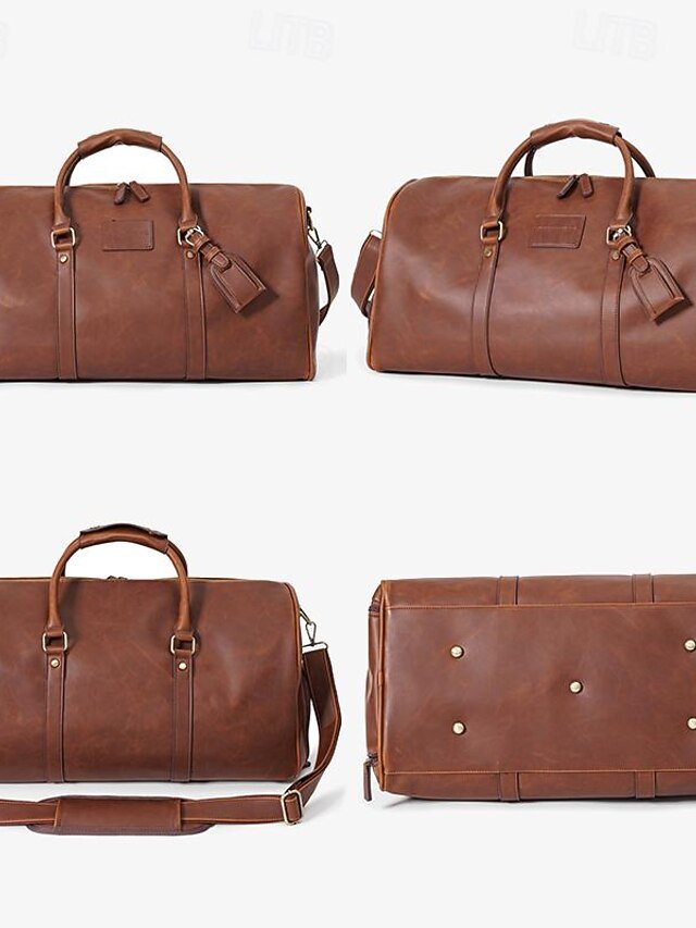 Men’s Versatile Leather Weekender Bag with Integrated Shoe (Pack of 3) - Image 6