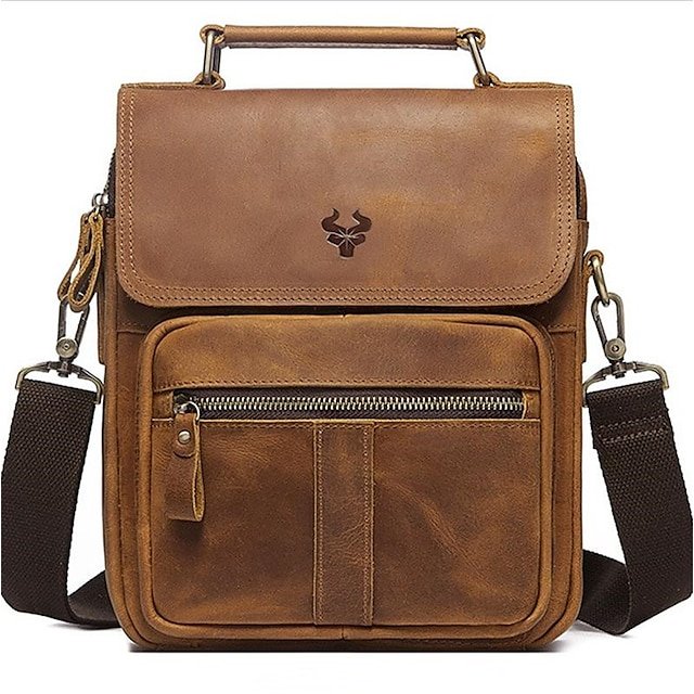Men’s Nappa Leather Crossbody Bag in Light Brown