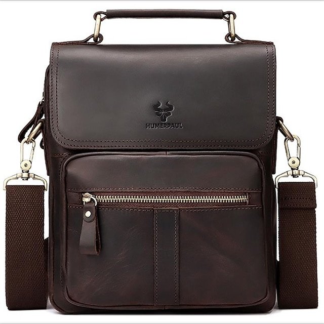 Men’s Nappa Leather Crossbody Bag in Light Brown - Image 2