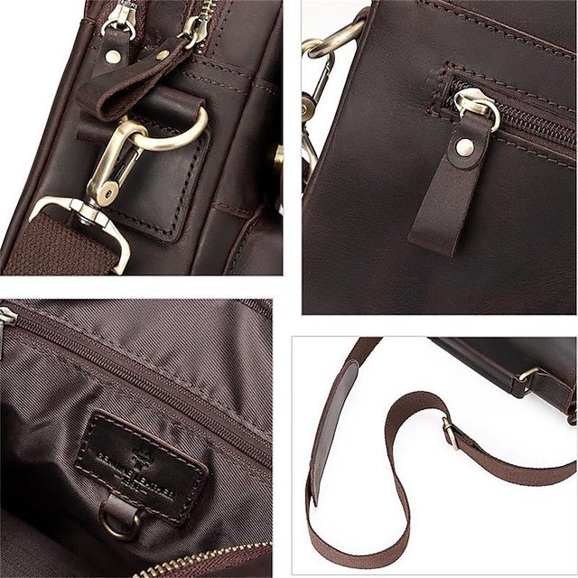 Men’s Nappa Leather Crossbody Bag in Light Brown - Image 8