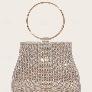Elegant Crystal Evening Clutch with Gold Ring Handle (Pack of 5)
