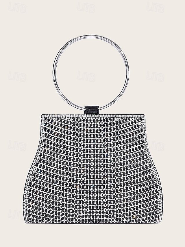 Elegant Crystal Evening Clutch with Gold Ring Handle (Pack of 5) - Image 8