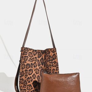 Alternative view of Women’s Suede-Like Faux Leather Tote with Leopard Print (Pack of 70)