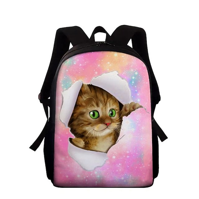 Kids’ Colorful Cat Print Oxford Backpack - Image 7