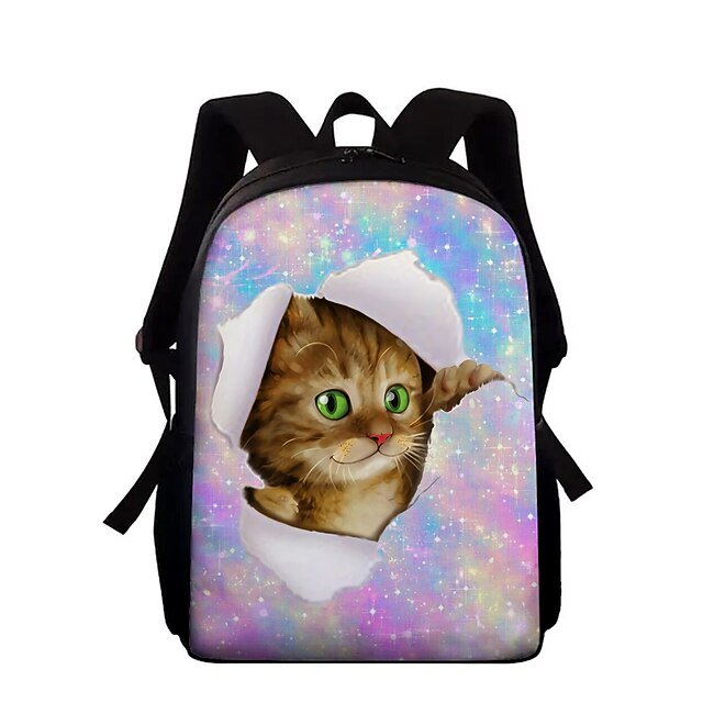 Kids’ Colorful Cat Print Oxford Backpack - Image 8