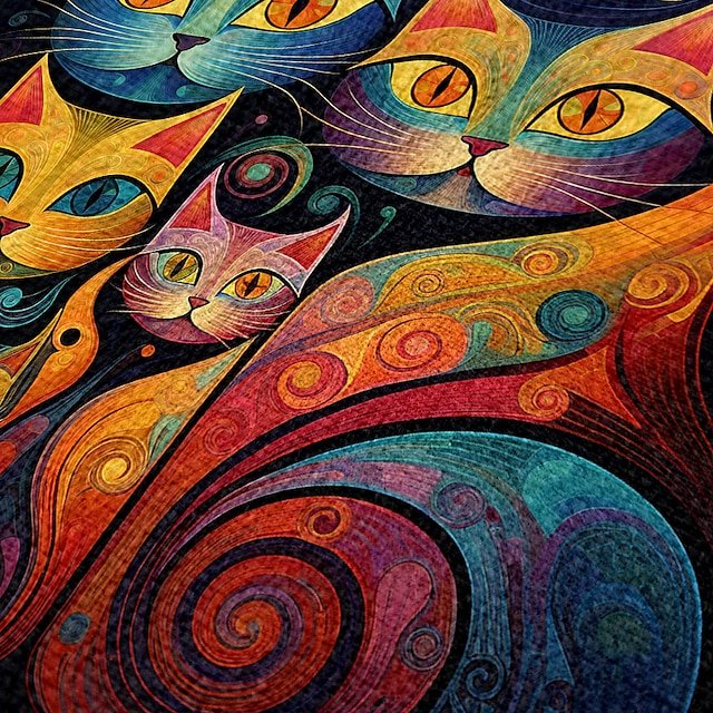 Artistic Cat Print Crossbody Bag - Image 5