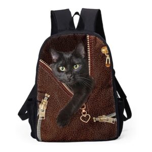 Black Cat Zipper Design Backpack